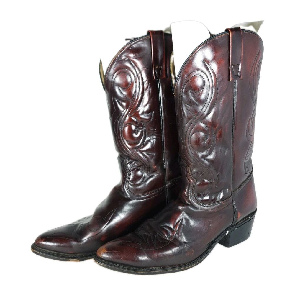 Acme Vintage Men's 11D Cordovan Burgundy Leather Cowboy Western Boots